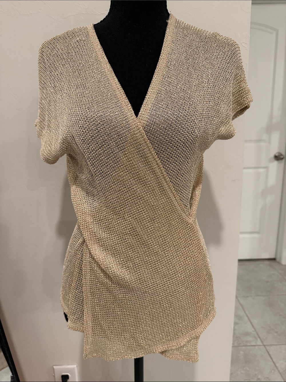 Linda Lundstrom Vintage Gold Metallic Blouse 80s 90s Made in Canada Evening Part